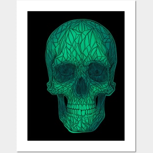 Stained Glass Skull - green version Posters and Art